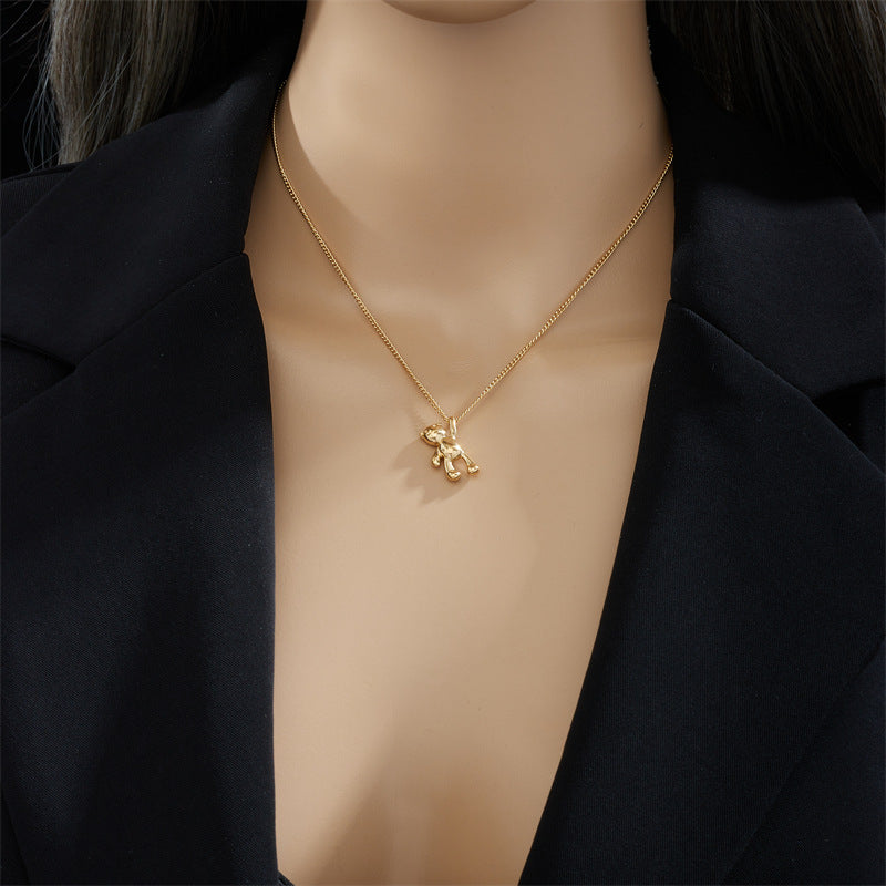 Bear Pendant Necklace Titanium Steel Jewelry